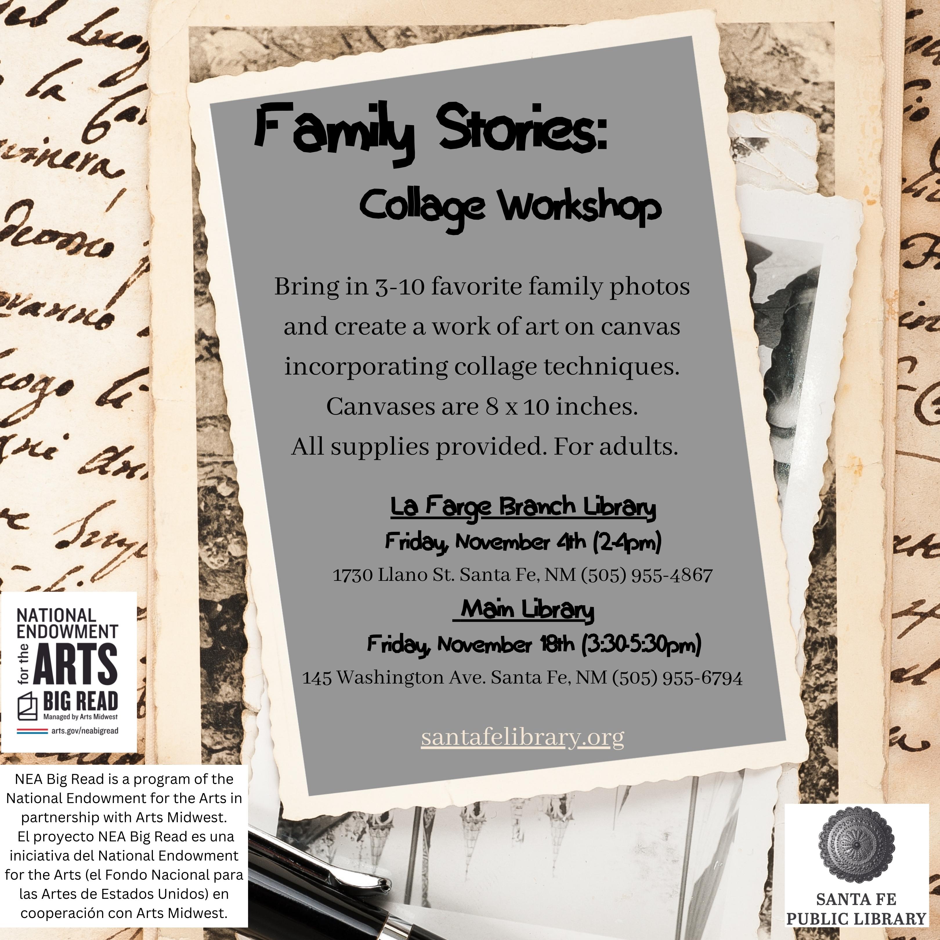 Family Stories Collage Workshop promo