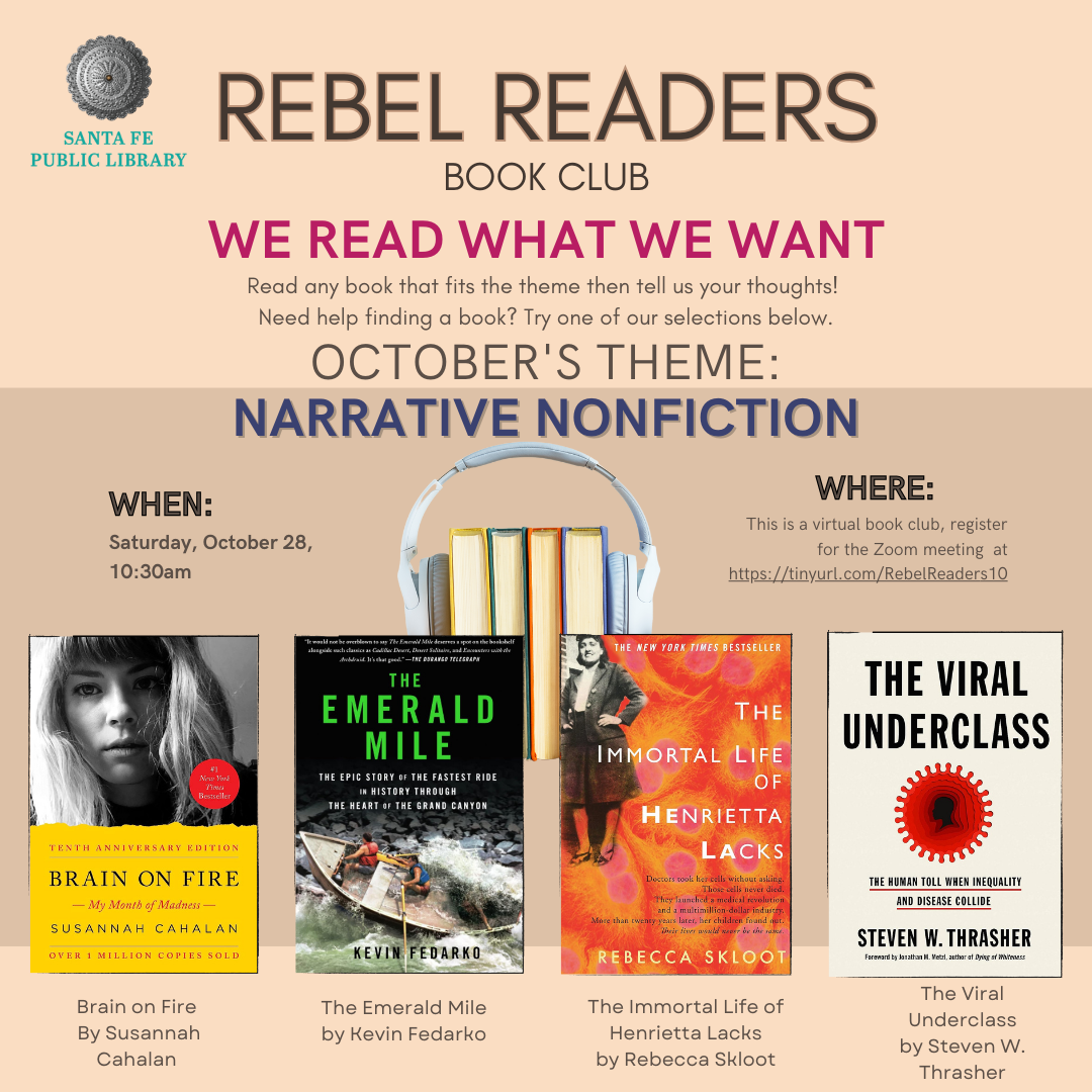 Oct. 28 Rebel Readers Book Club
