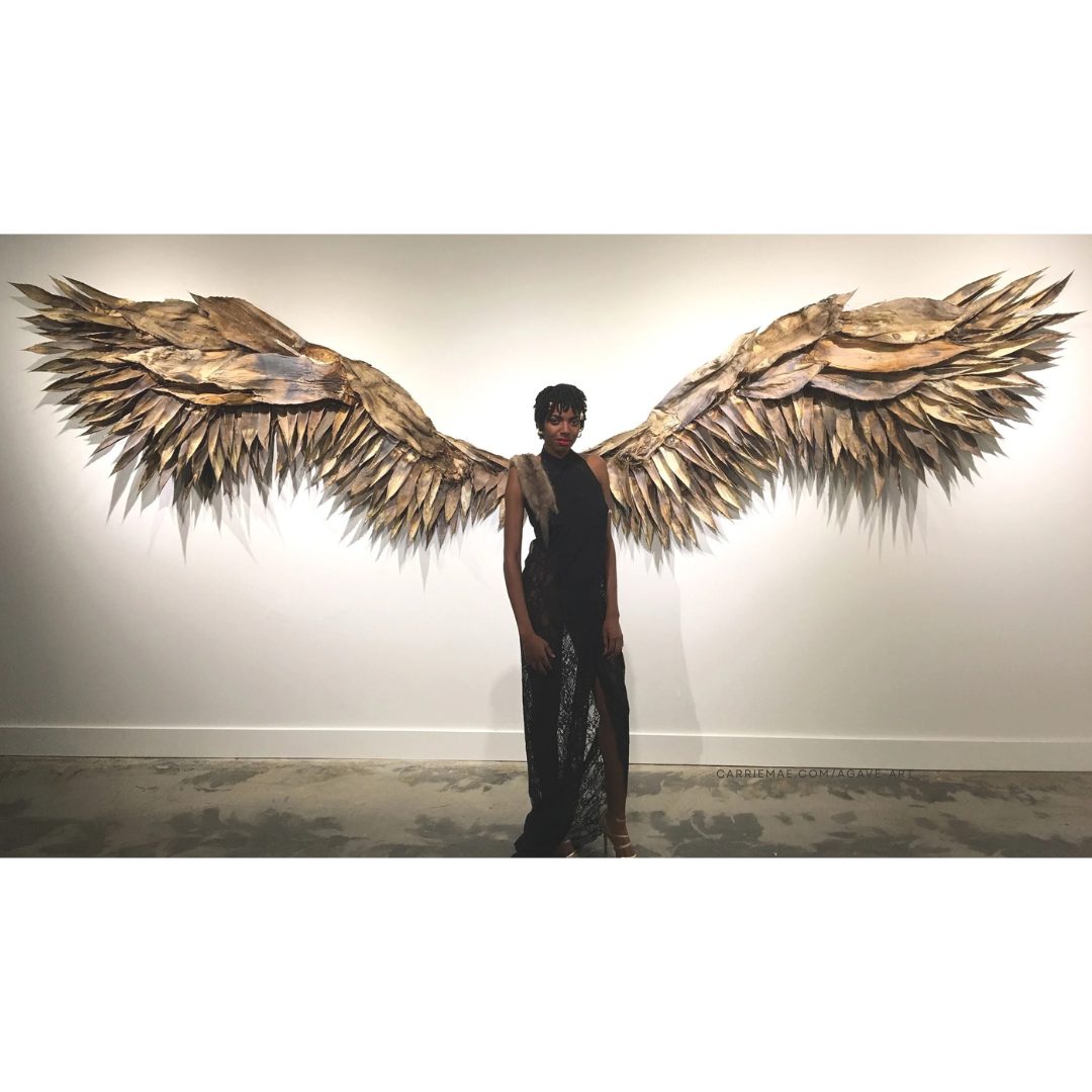 Agave Art Winged Sculpture Installation by Carrie Mae Rose
