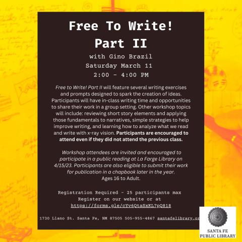 Free To Write! Part II