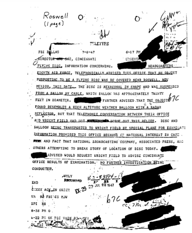 Roswell FBI File