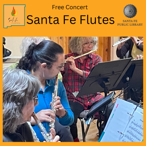 Santa Fe Flutes Free Concert with image of flute players