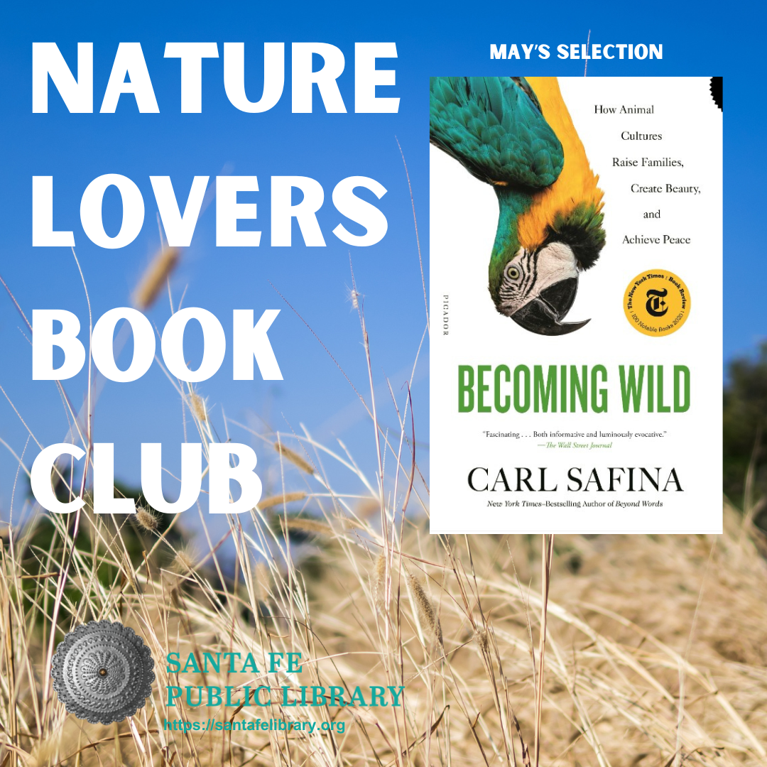 Text reads nature Lovers Book Club with May selection book cover